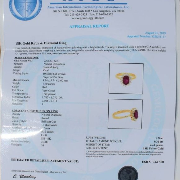 Burmese Ruby 1.70ct Diamonds Solid 18K Gold Ring - Picture 3 of 8